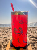 Crabs and Anchor Prism Plated Beach theme - 22oz Slim Tumbler