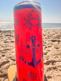 Crabs and Anchor Prism Plated Beach theme - 22oz Slim Tumbler