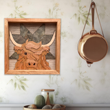 Dolly the Highland Cow Wooden Mosaic