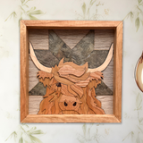 Dolly the Highland Cow Wooden Mosaic