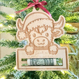 Highland Cow Money Holder Ornament or Gift Tag