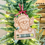 Highland Cow Money Holder Ornament or Gift Tag