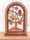Owl & Autumn Tree Wood Decor | Woodland Fall Accent