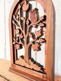 Owl & Autumn Tree Wood Decor | Woodland Fall Accent