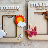 Wooden Mini-Photo Frame with Magnet or Visor Clip - Frames for HER