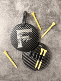 Leather Golf Tag with Tee's - Carbon Fiber
