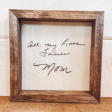 Custom Handwriting Box Framed Sign