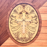 Handcrafted Wooden Sign with Calligraphic Gold Cross