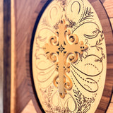 Handcrafted Wooden Sign with Calligraphic Gold Cross