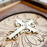 Handcrafted Wooden Sign with Calligraphic Gold Cross