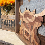 Highland Cow Wooden Mosiac - 12x12"