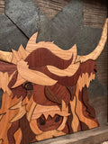Cash the Highland Cow Wooden Mosaic
