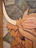 Dolly the Highland Cow Wooden Mosaic