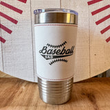 20oz Leather Wrapped Baseball Tumbler