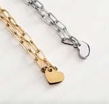 Petite Heart Paperclip Chain Bracelet