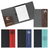 Engraved Leather & Canvas Padfolio with Notepad