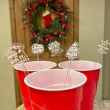 Christmas Theme Swizzle Sticks (Drink Stirrers)