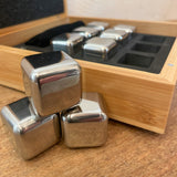 Stainless Steel Whiskey Stone Set in Bamboo Case