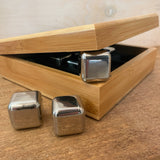 Stainless Steel Whiskey Stone Set in Bamboo Case