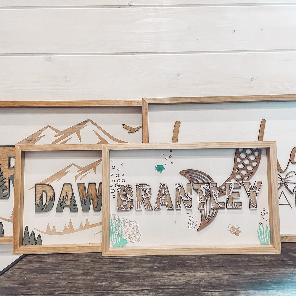Themed Wood Framed Nursery Sign