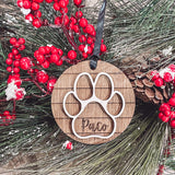 Farmhouse Style Paw Print Ornament