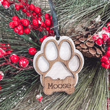 Paw Print Ornament with Dog Bone