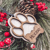 Paw Print Ornament with Dog Bone