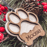 Paw Print Ornament with Dog Bone
