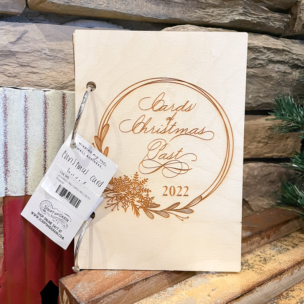 Greeting Card Keepsake Holder Christmas Past Script and Grain