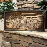 Wood Burned Deer Scene