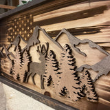 Wood Burned Deer Scene