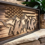 Wood Burned Deer Scene