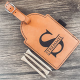 Engraved Leatherette Golf Bag Tag with 3 Wooden Tees