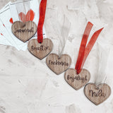 Wooden Heart Tag with Engraved Name