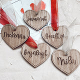 Wooden Heart Tag with Engraved Name