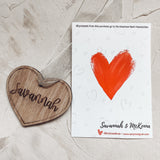 Wooden Heart Tag with Engraved Name