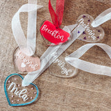 Acrylic Heart Tag with Engraved Name