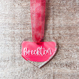 Acrylic Heart Tag with Engraved Name