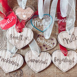 Wooden Heart Tag with Engraved Name