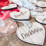 Wooden Heart Tag with Engraved Name