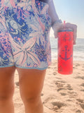 Crabs and Anchor Prism Plated Beach theme - 22oz Slim Tumbler