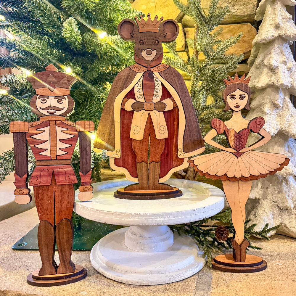 Wooden Segmented Nutcracker Collection - Shelf Sitter/Mantel Decor