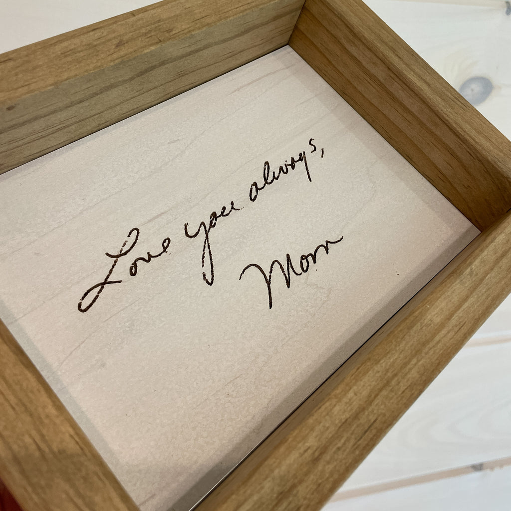 Hand Lettered Sign Box Custom Handwriting Box Framed Sign – Script and Grain