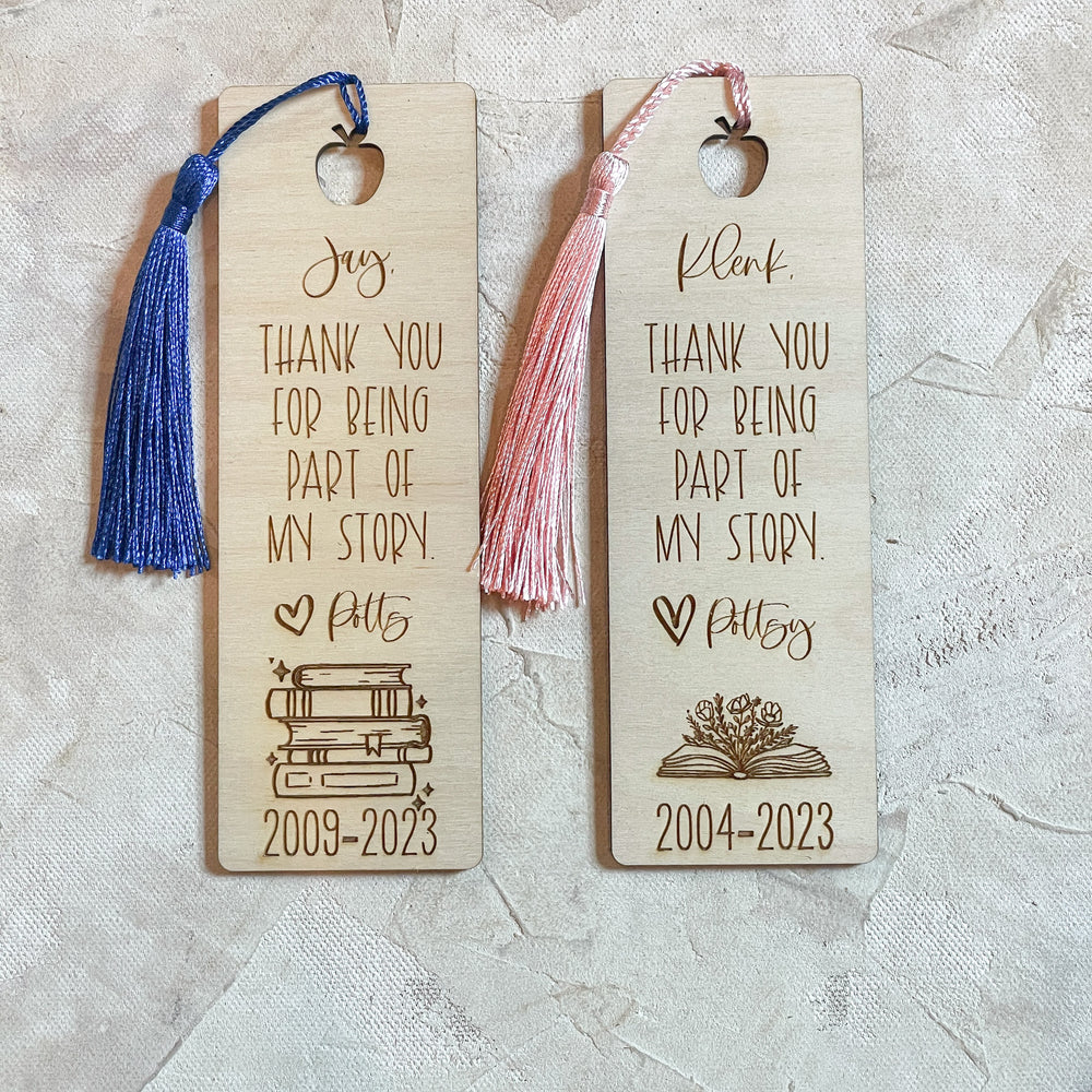 Wood Engraved Bookmarks for Teachers