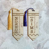 Wood Engraved Bookmarks for Teachers