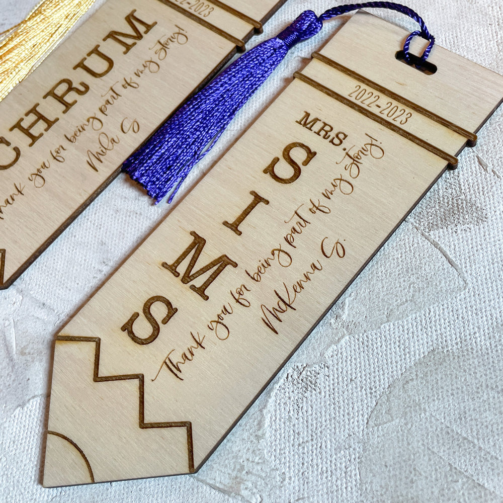 Wood Engraved Bookmarks for Teachers