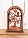 Owl & Autumn Tree Wood Decor | Woodland Fall Accent