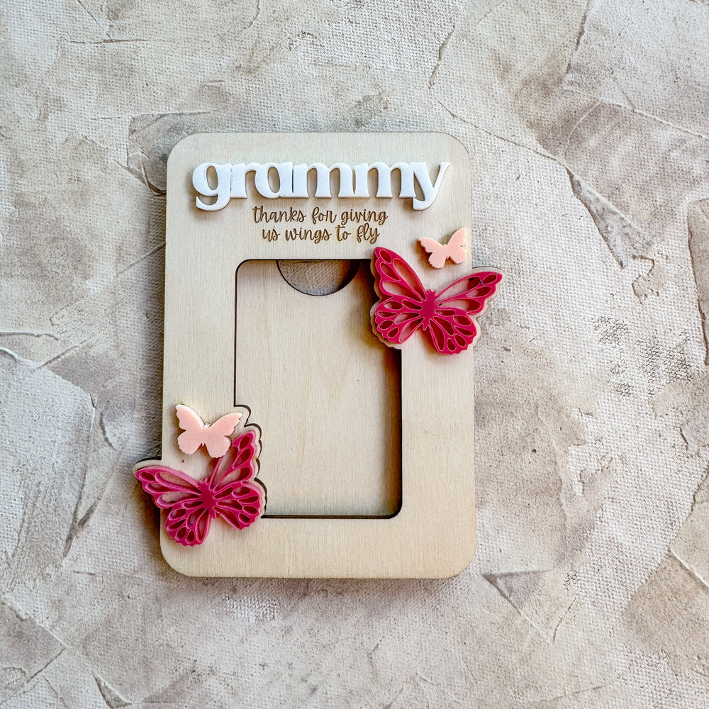 "Wings to Fly" Wooden Mini-Photo Frame with Magnet or Visor Clip