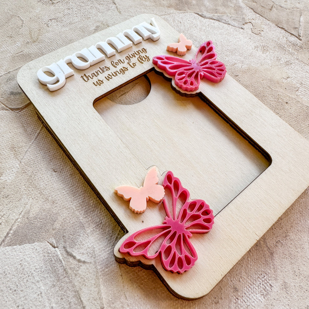 "Wings to Fly" Wooden Mini-Photo Frame with Magnet or Visor Clip