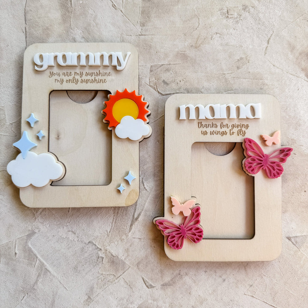 "Wings to Fly" Wooden Mini-Photo Frame with Magnet or Visor Clip
